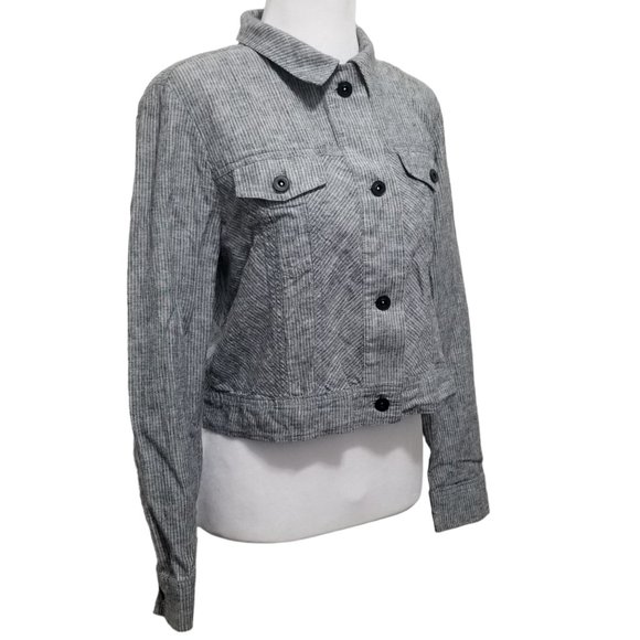 1. State Boardwalk Stripe Crop Trucker Jacket - Picture 3 of 12